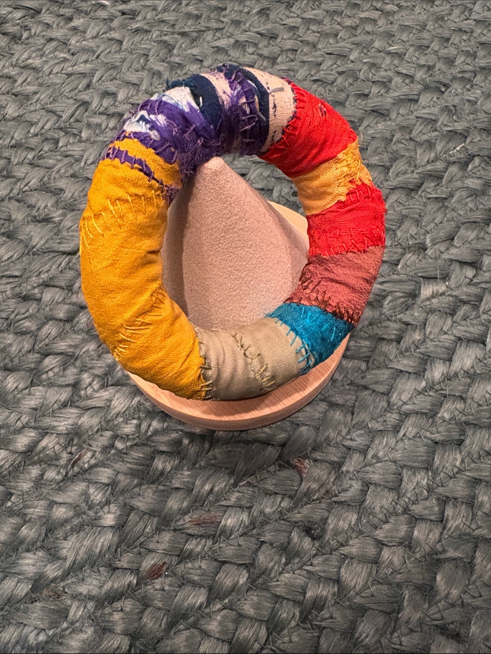 Anthropologie Multicolor Patchwork Fabric Bangle Bracelet